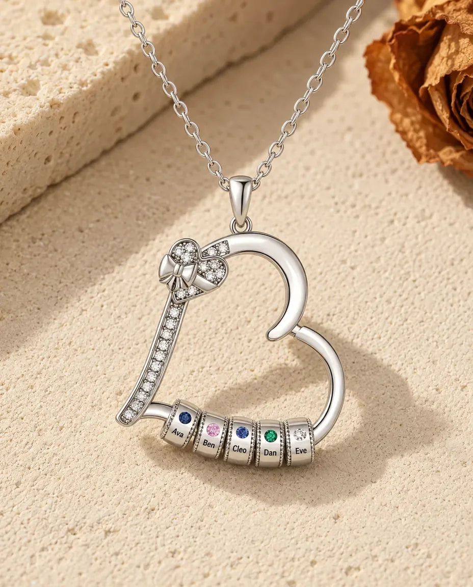 Halskæde med Fødselssten - set forfra i sølv