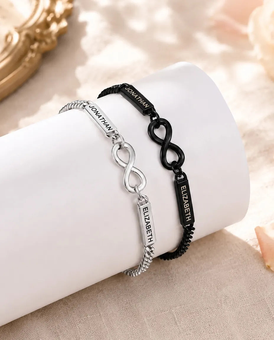 Matchende Armbånd til Par med 2 Navne - matchende par på et display