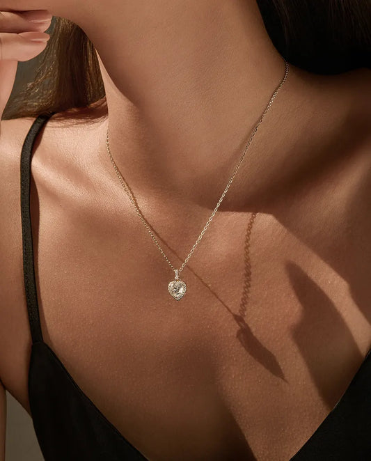 Moissanite Halskæde – Hjerte 1 ct med Halo