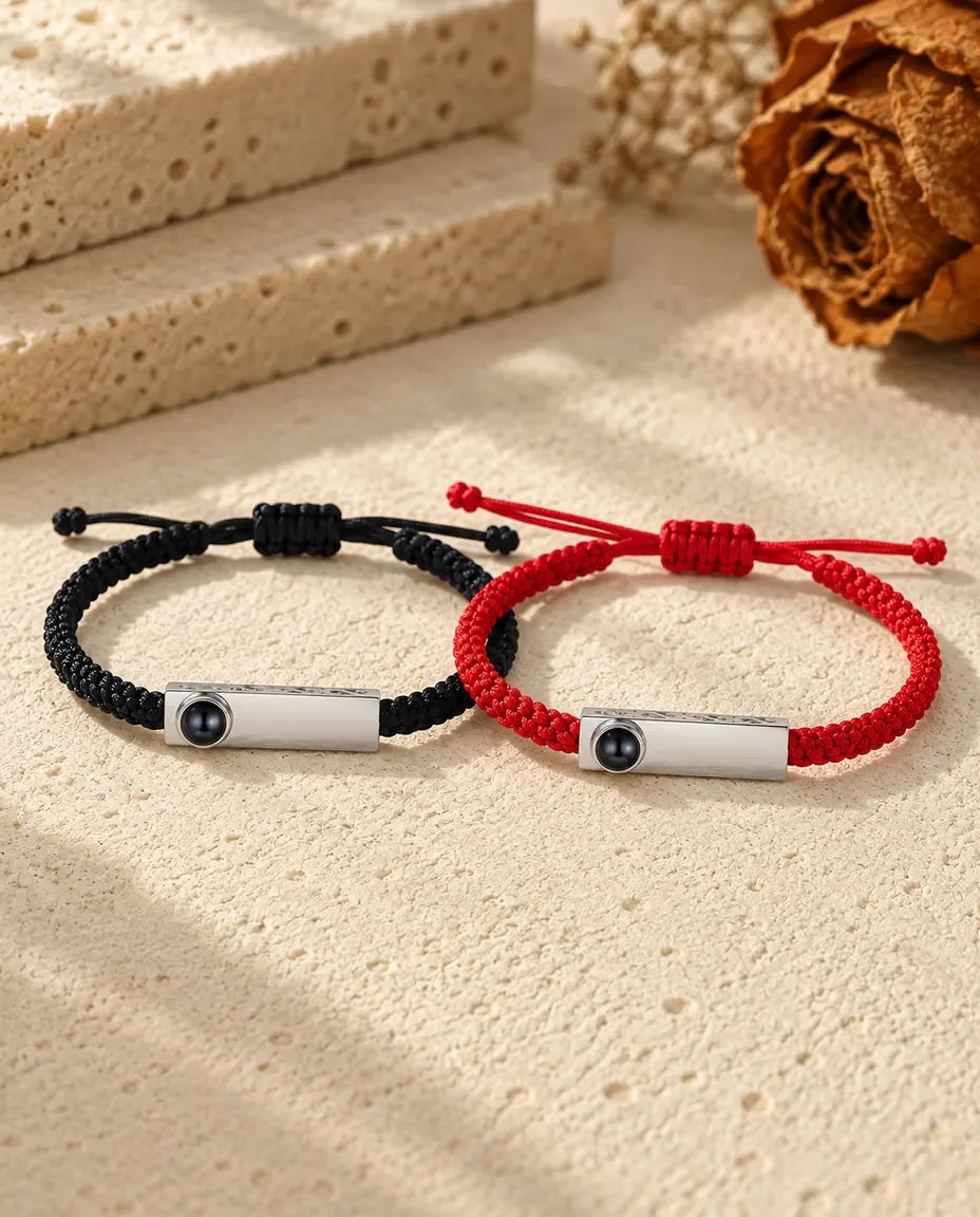 Armbånd med Billede Indeni - matchende par lagt fladt