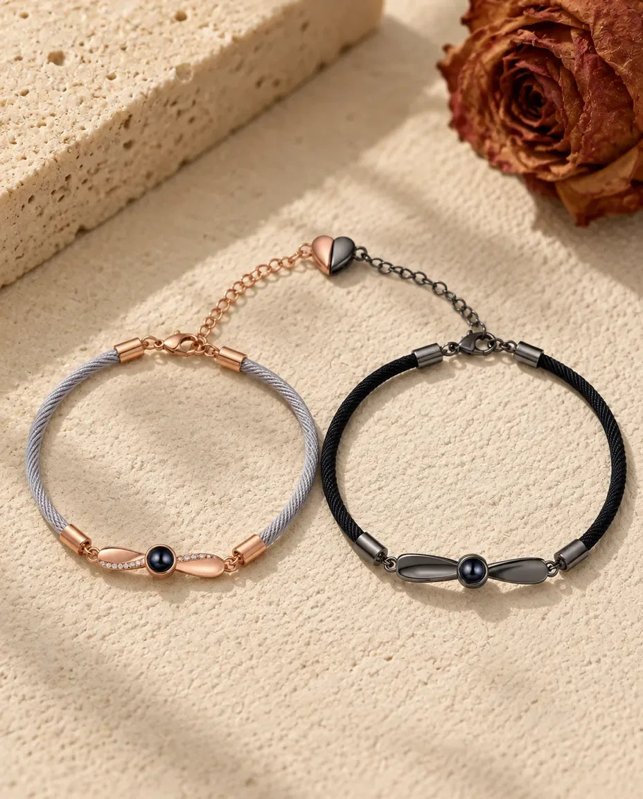 Armbånd med Billede Indeni - matchende par lagt fladt