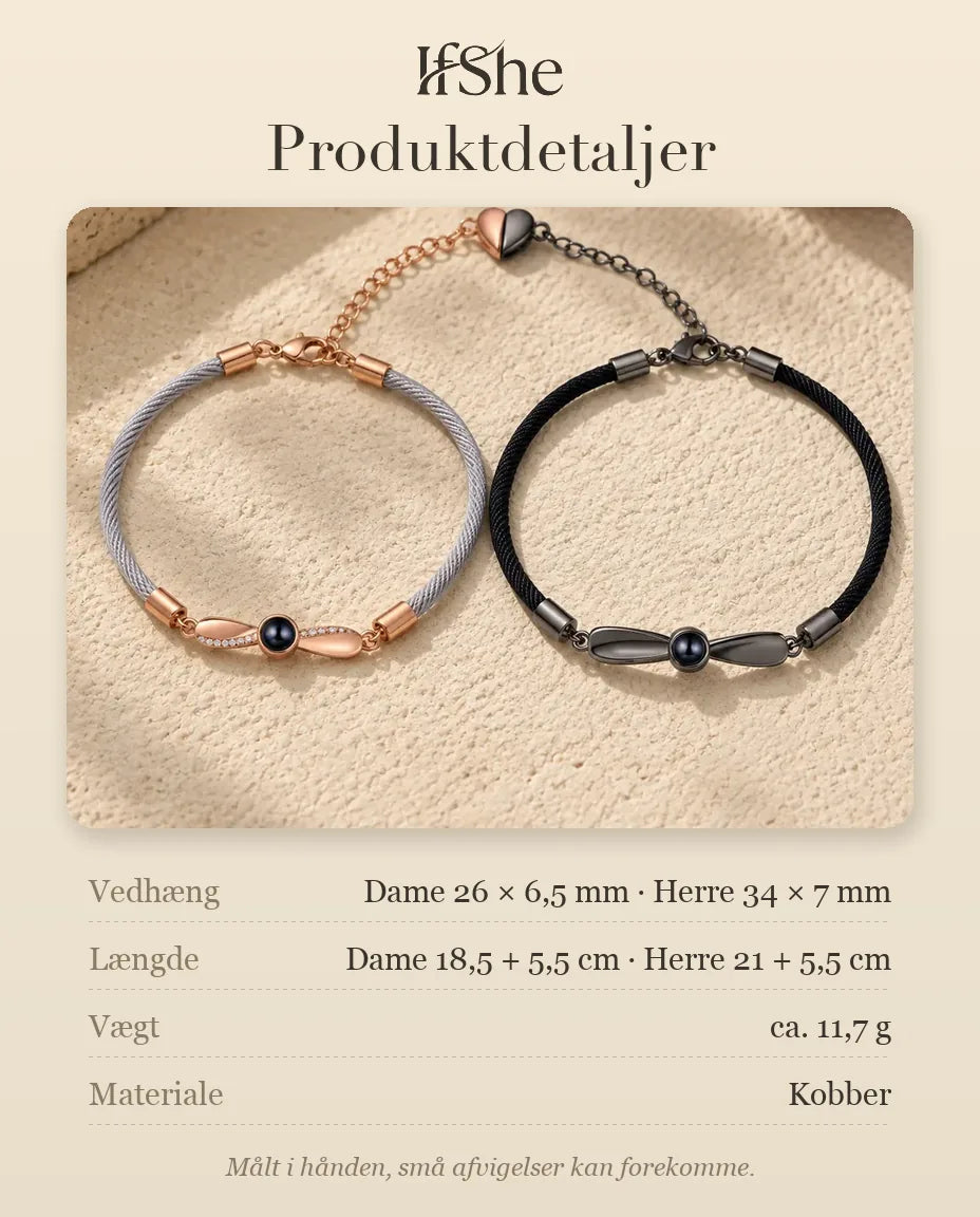 Armbånd med Billede Indeni - mål og materiale