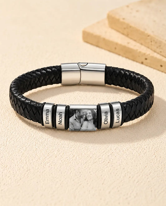 Armbånd til Mænd med Billede og Navne - set forfra