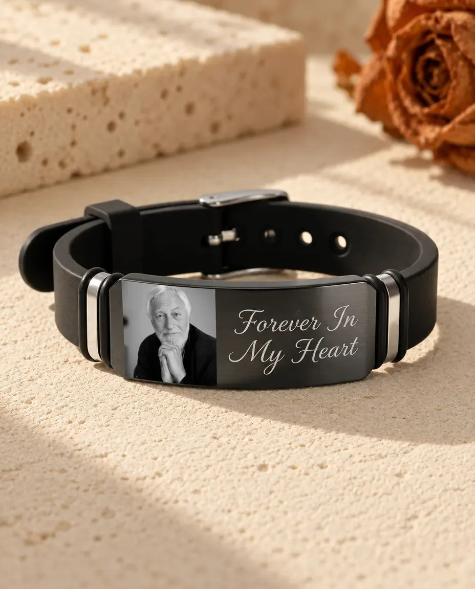 Armbånd til Mænd med Billede og Indgravering - lagt fladt