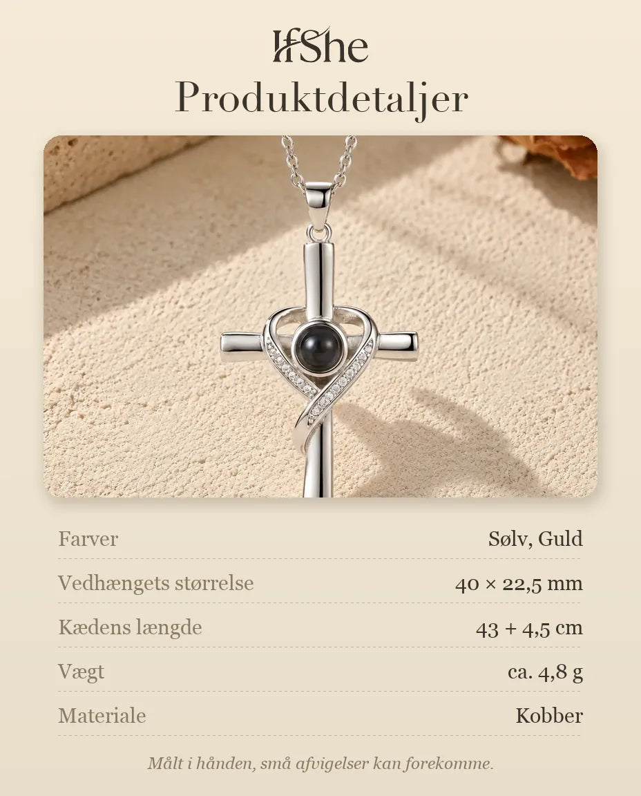 Halskæde med Billede Indeni - mål og materiale