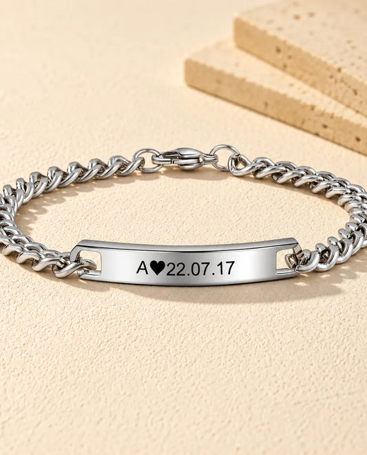 Matchende Armbånd med Initial og Dato - set forfra