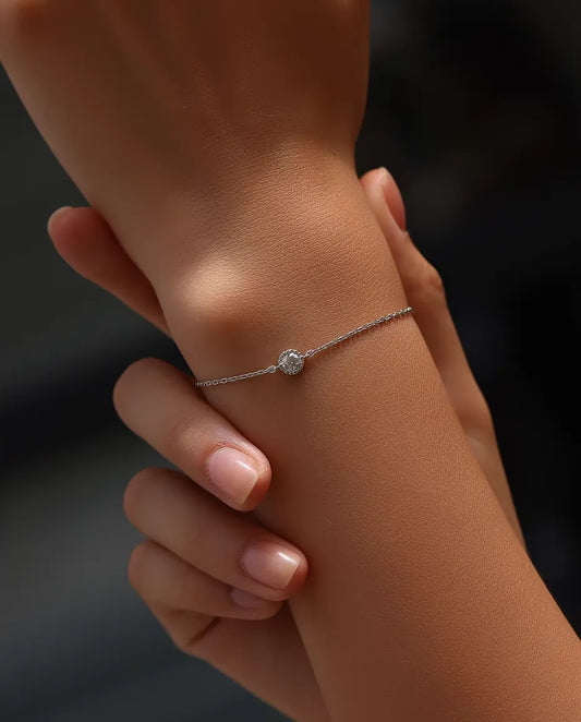 Moissanite Armbånd med Perlekant, 0,3 ct