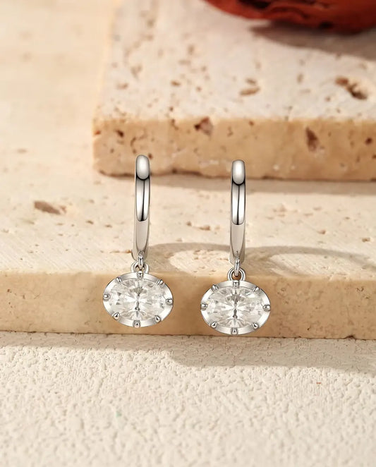 Moissanite Øreringe – Oval på 1,00 ct