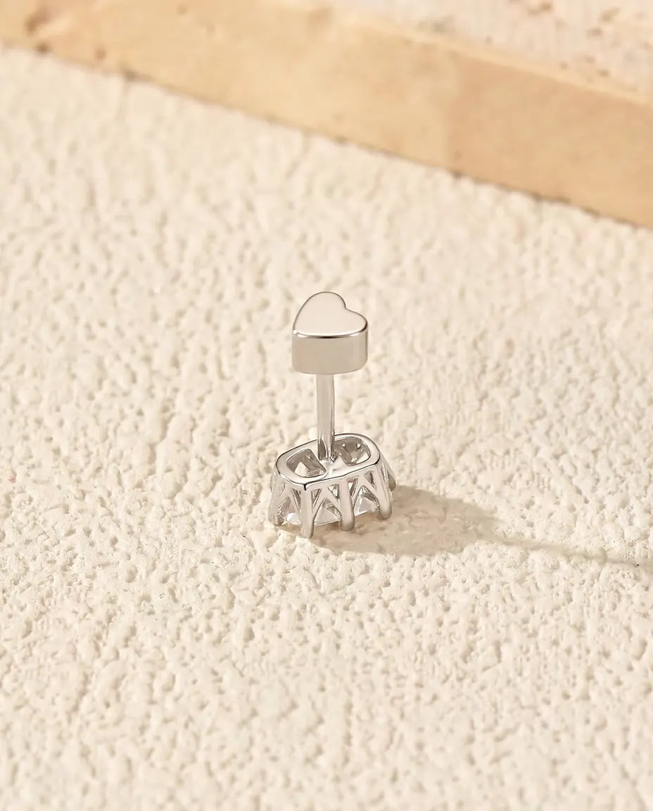 Moissanite Ørestikker i 925 Sølv - set bagfra, med fatningen