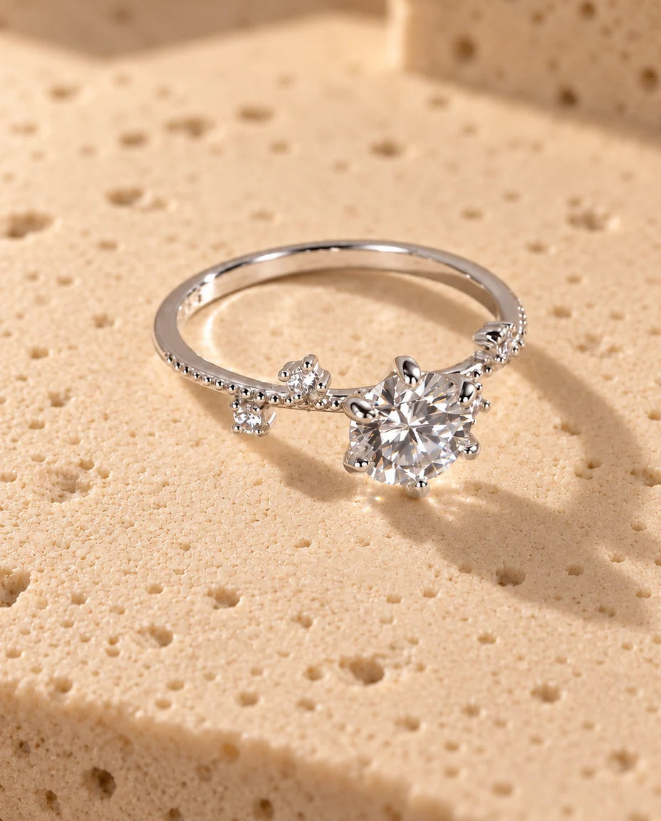 Moissanite Ring 1 ct - trekvartvisning