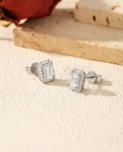 Moissanite-sæt: Halskæde og Øreringe, Emerald Cut