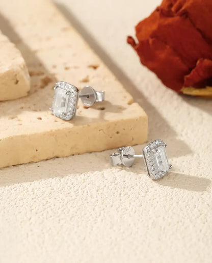 Moissanite-sæt: Halskæde og Øreringe, Emerald Cut