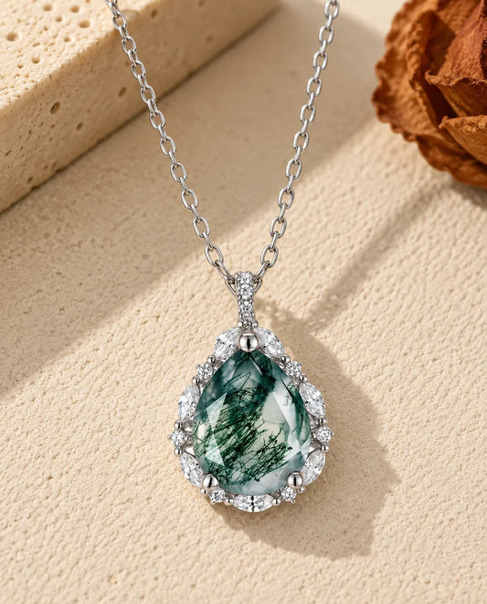 Moss Agate Halskæde - set forfra