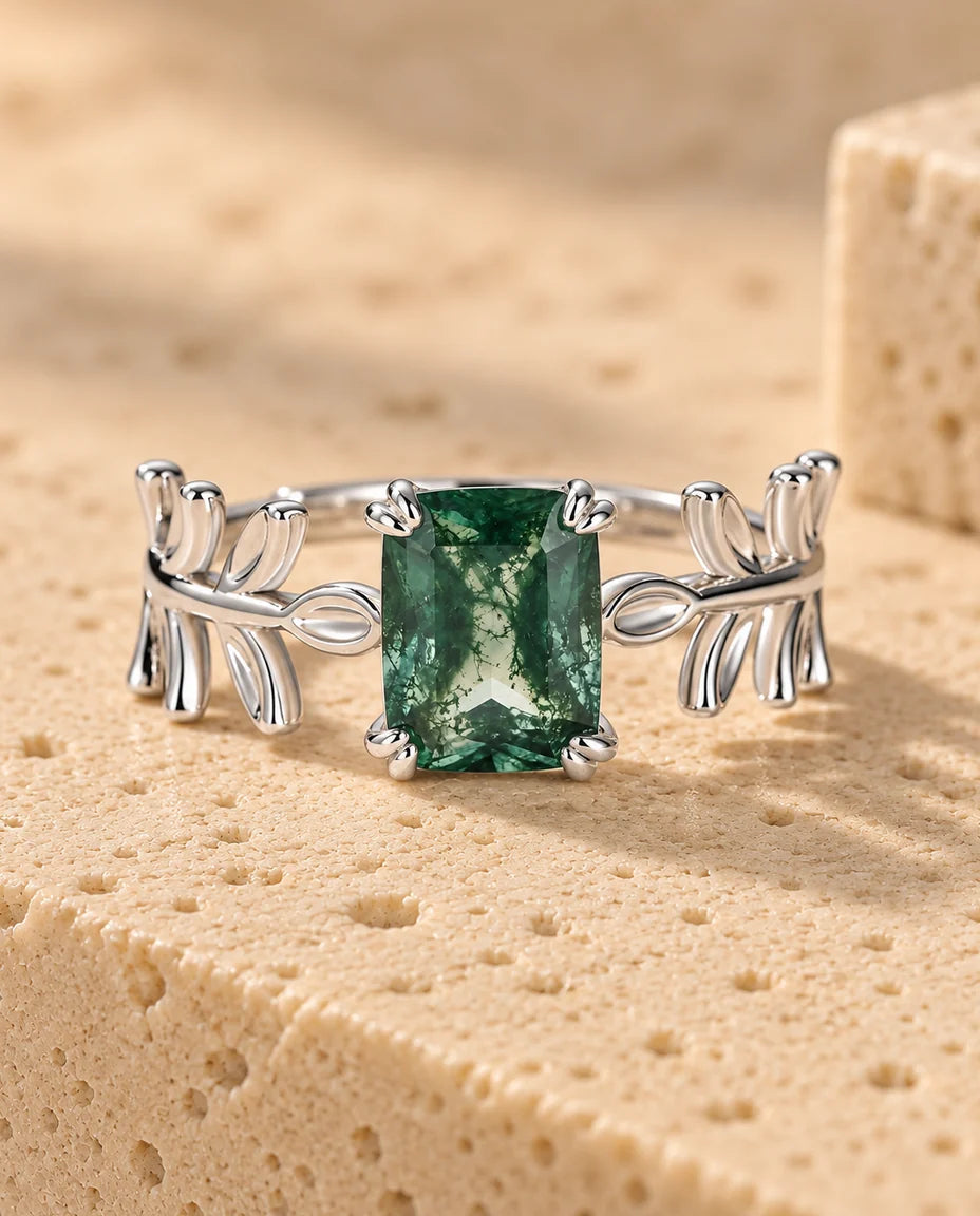 Moss Agate Ring - set forfra